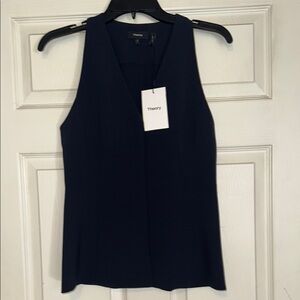 Theory Black Fitted Sleeveless Vest Tank Top